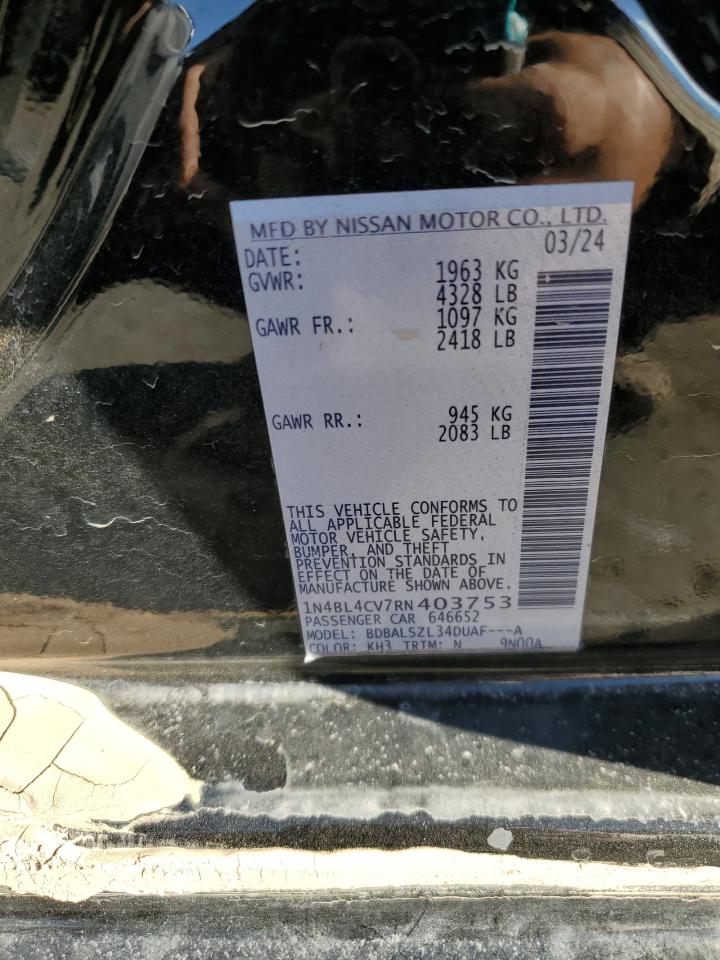 2024 NISSAN ALTIMA SR VIN:1N4BL4CV7RN403753