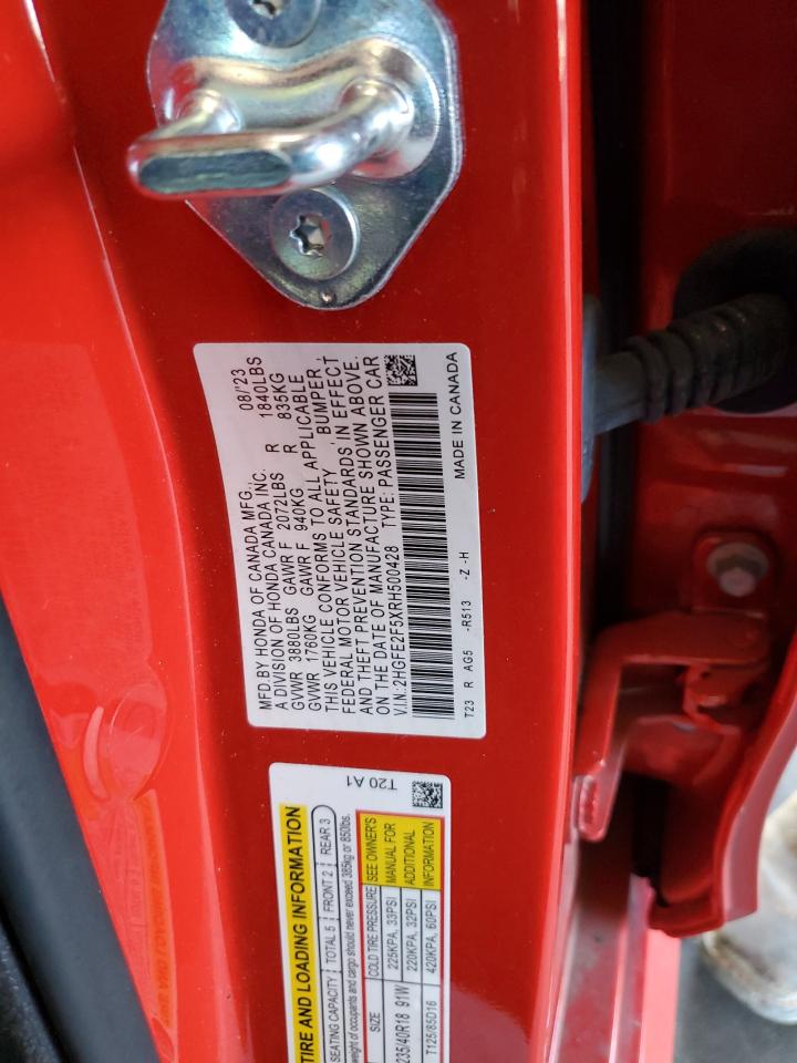 2024 HONDA CIVIC SPORT VIN:2HGFE2F5XRH500428