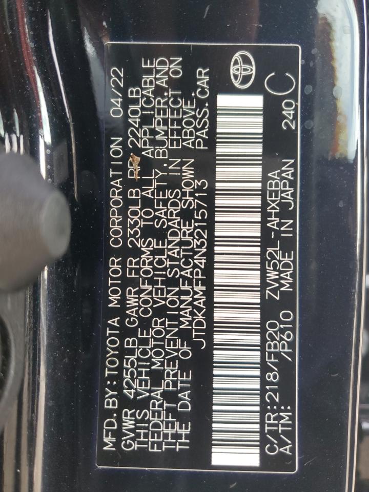 2022 TOYOTA PRIUS PRIME LE VIN:JTDKAMFP4N3215713