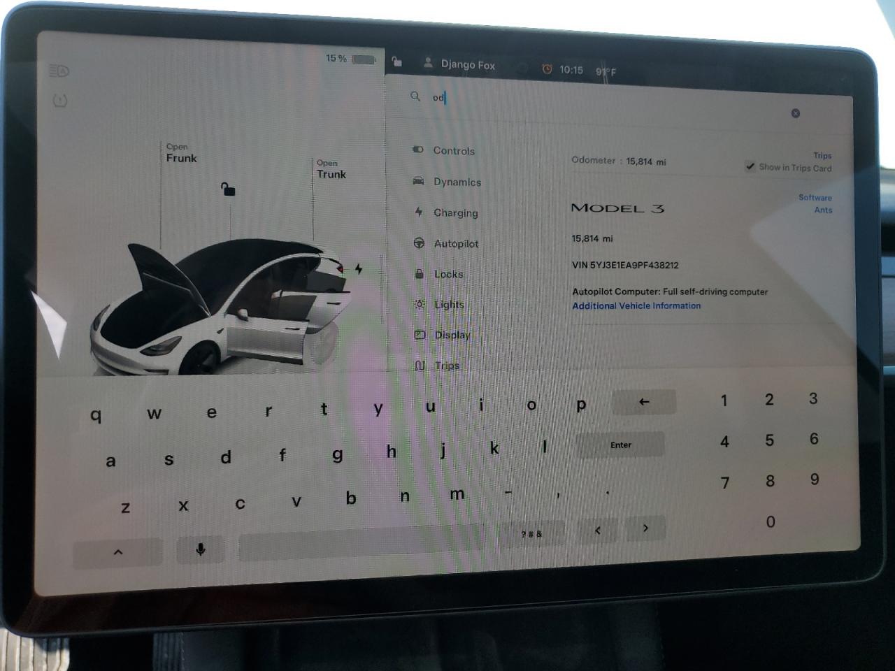 2023 TESLA MODEL 3  VIN:5YJ3E1EA9PF438212