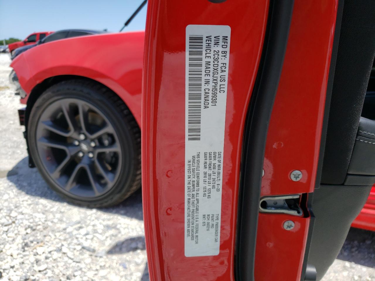 2023 DODGE CHARGER SCAT PACK VIN:2C3CDXGJXPH599301