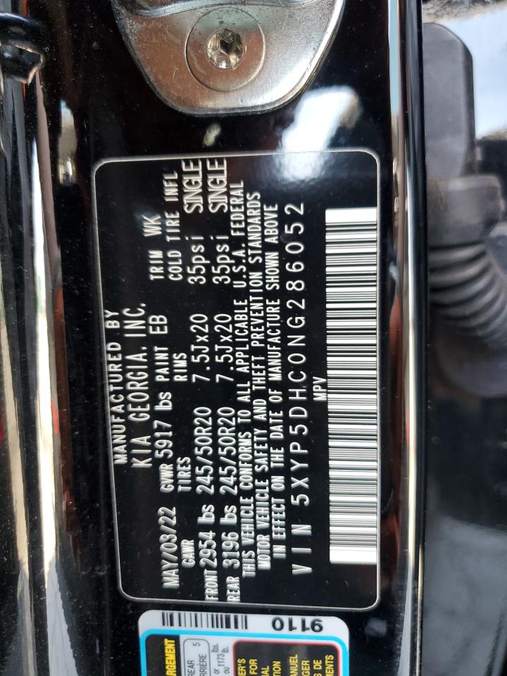 2022 KIA TELLURIDE SX VIN:5XYP5DHC0NG286052