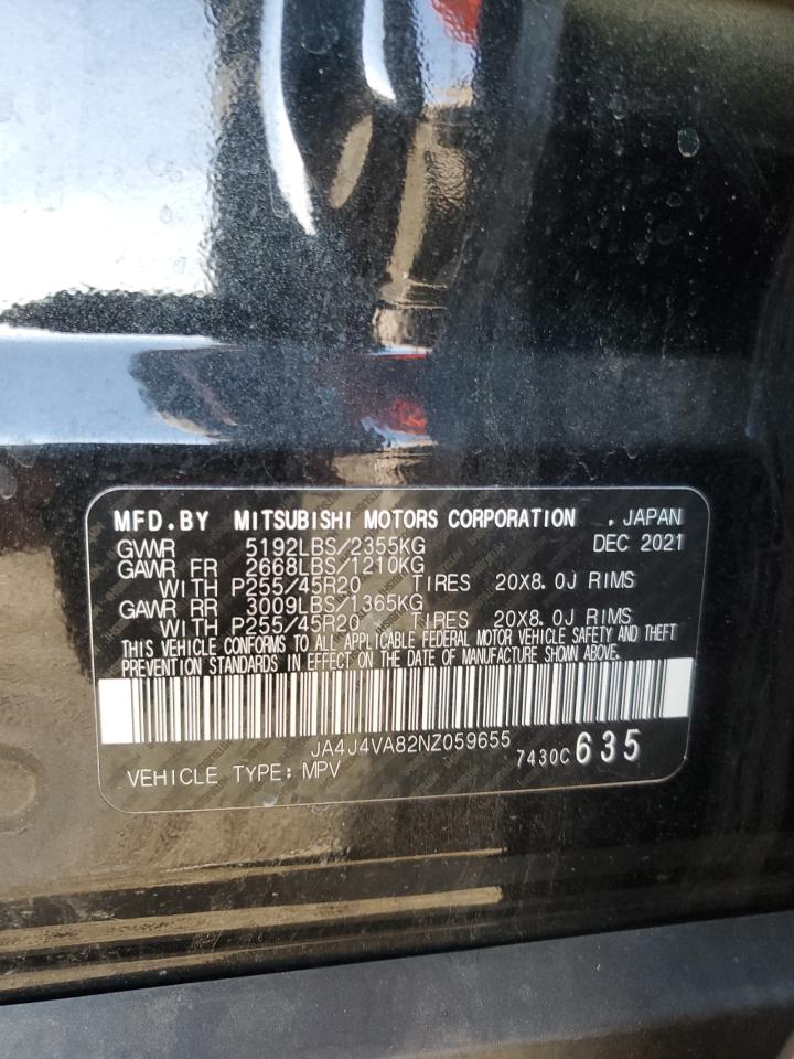 2022 MITSUBISHI OUTLANDER SEL VIN:JA4J4VA82NZ059655