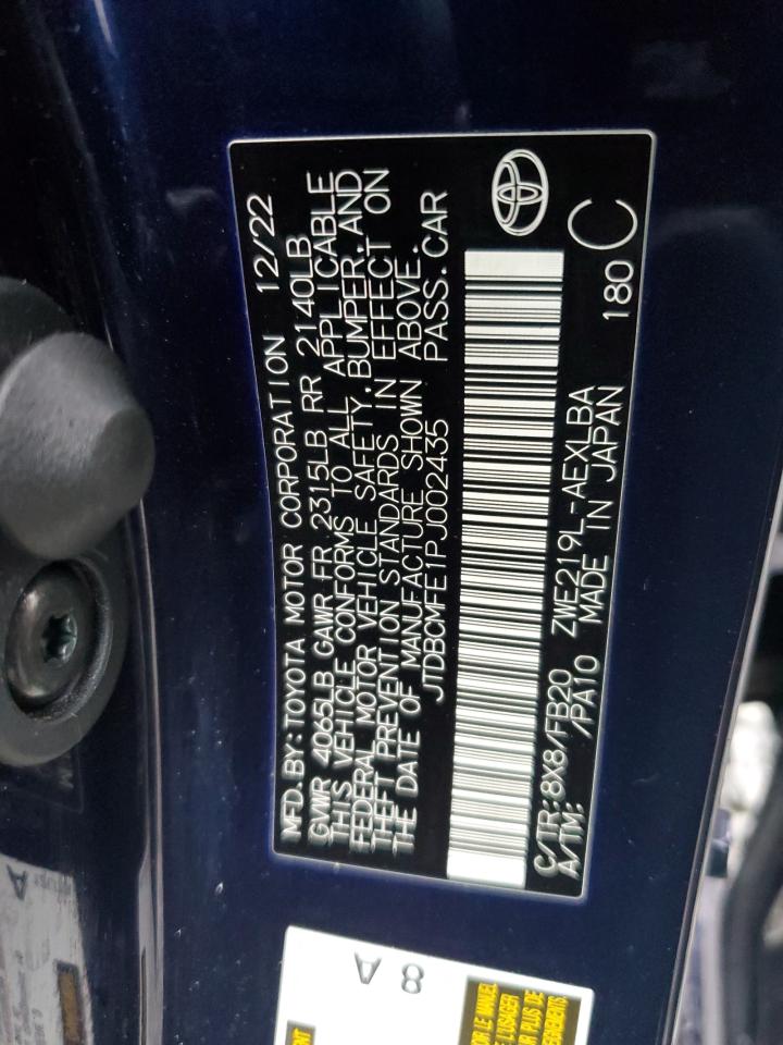 2023 TOYOTA COROLLA LE VIN:JTDBCMFE1PJ002435