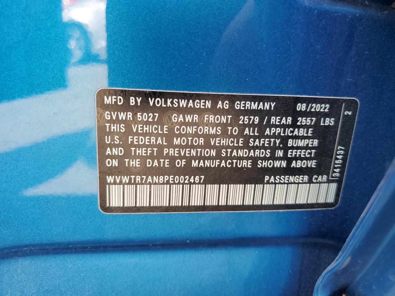 2023 VOLKSWAGEN ARTEON SEL PREMIUM R-LINE VIN:WVWTR7AN8PE002467
