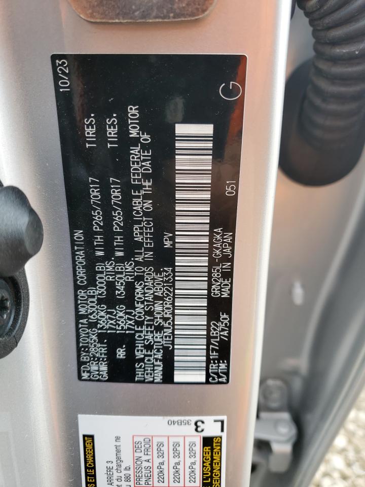 2024 TOYOTA 4RUNNER SR5/SR5 PREMIUM VIN:JTENU5JR0R6221334