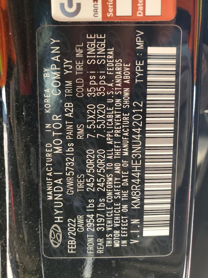 2022 HYUNDAI PALISADE SEL VIN:KM8R44HE3NU442012