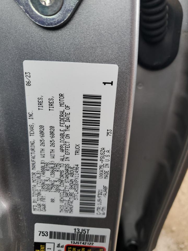 2023 TOYOTA TUNDRA CREWMAX SR VIN:5TFLA5DBXPX114964