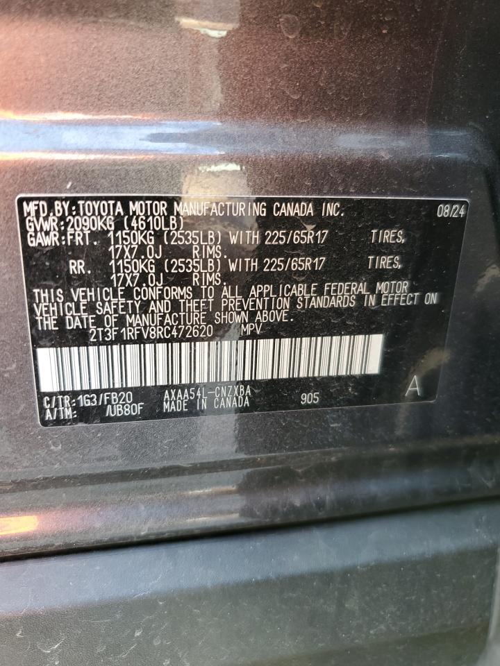 2024 TOYOTA RAV4 LE VIN:2T3F1RFV8RC472620