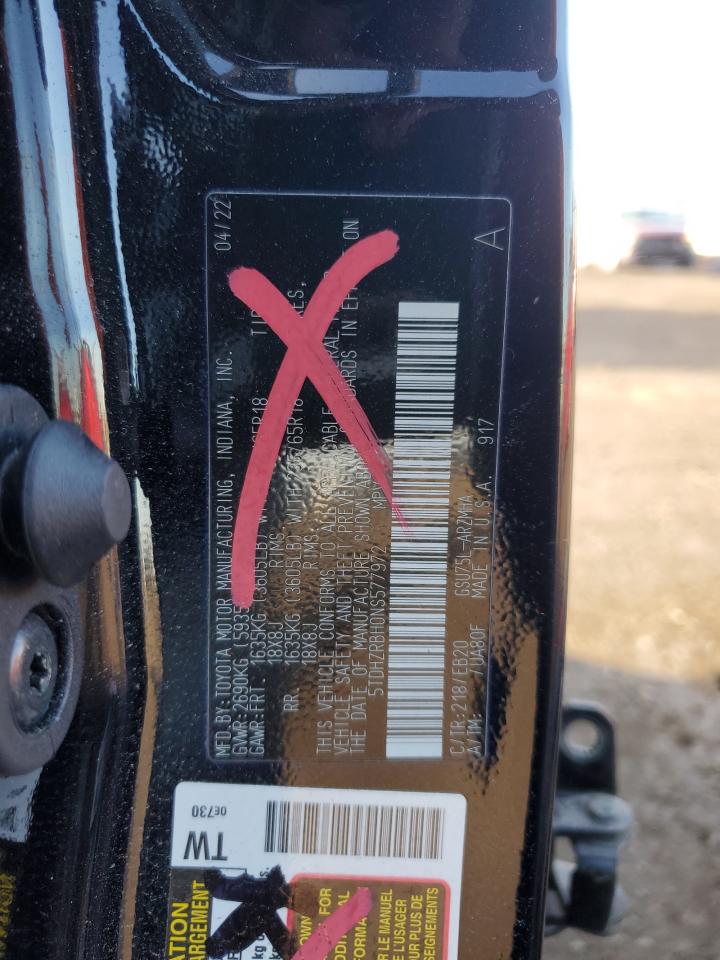 2022 TOYOTA HIGHLANDER XLE VIN:5TDHZRBH0NS577972