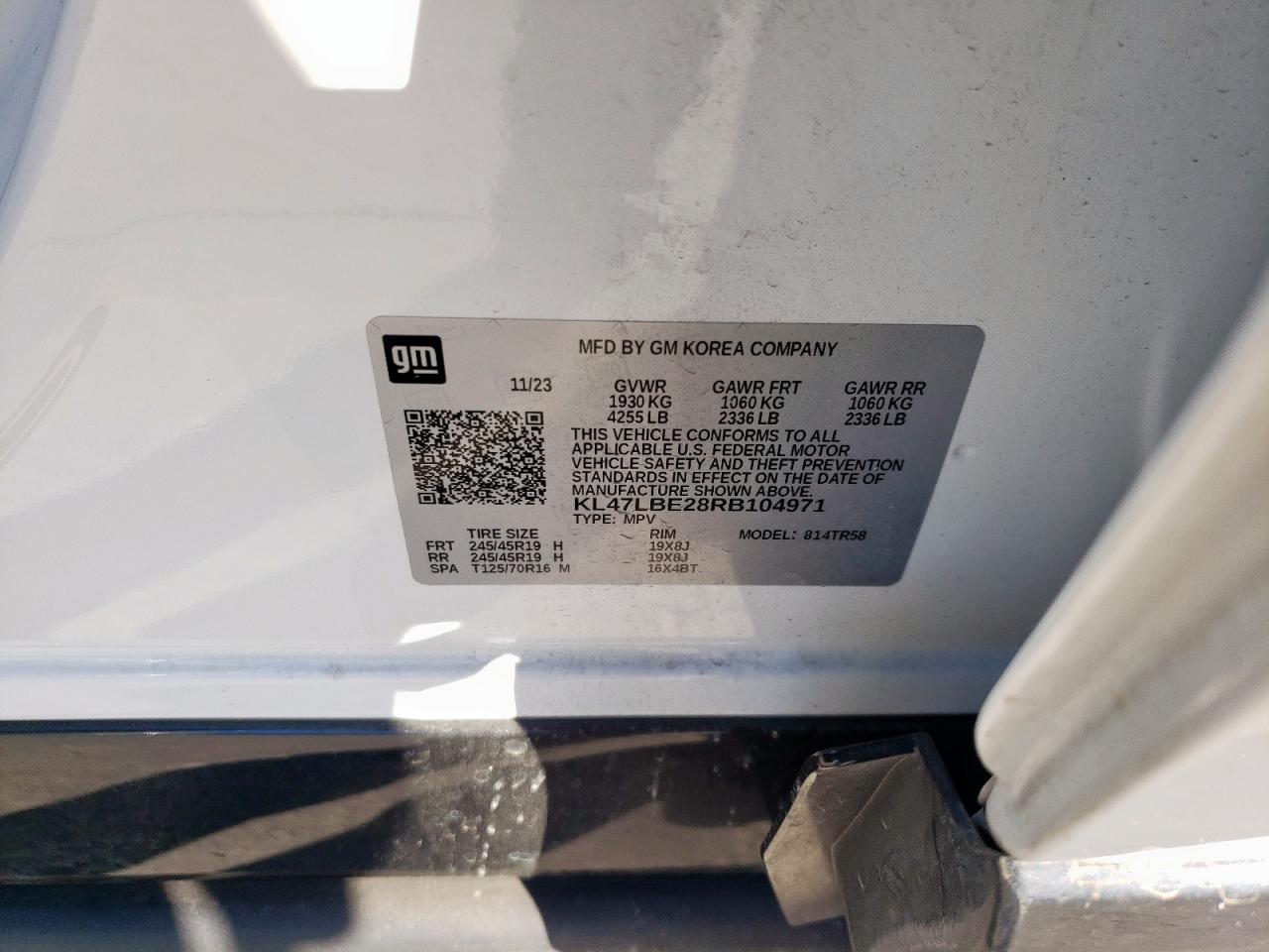 2024 BUICK ENVISTA SPORT TOURING VIN:KL47LBE28RB104971