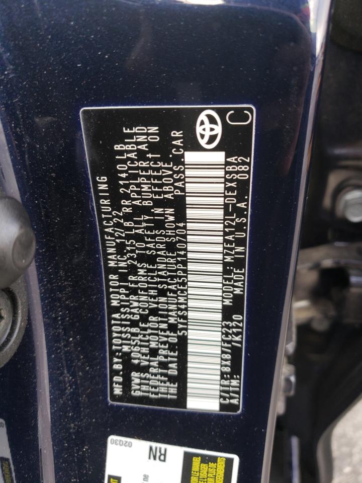 2023 TOYOTA COROLLA SE VIN:5YFS4MCE5PP140704