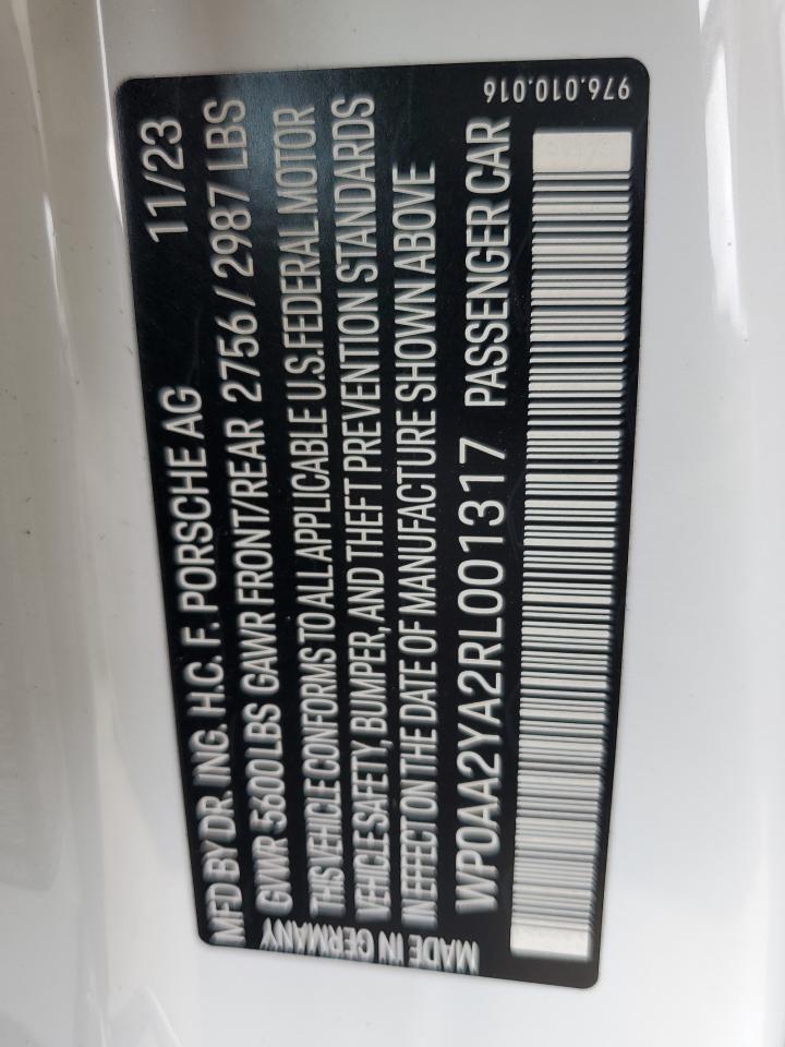 2024 PORSCHE PANAMERA BASE VIN:WP0AA2YA2RL001317