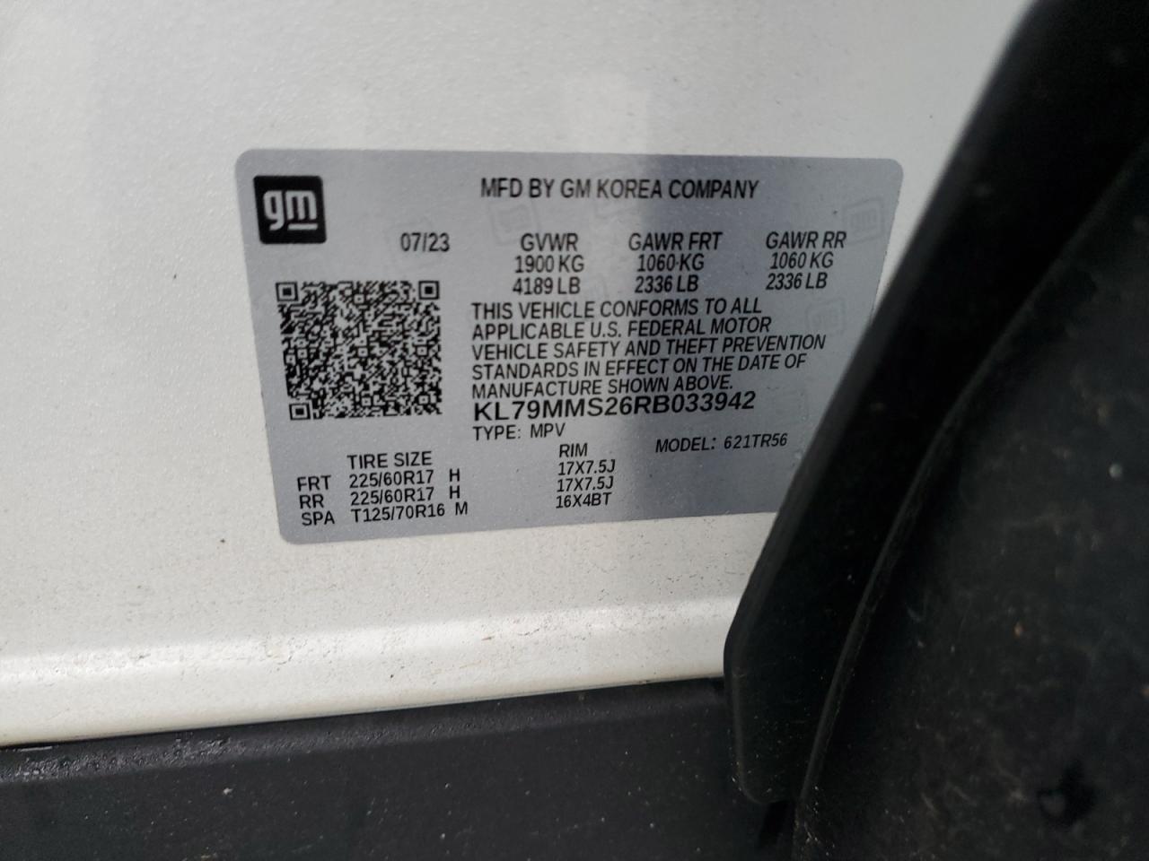 2024 CHEVROLET TRAILBLAZER LS VIN:KL79MMS26RB033942