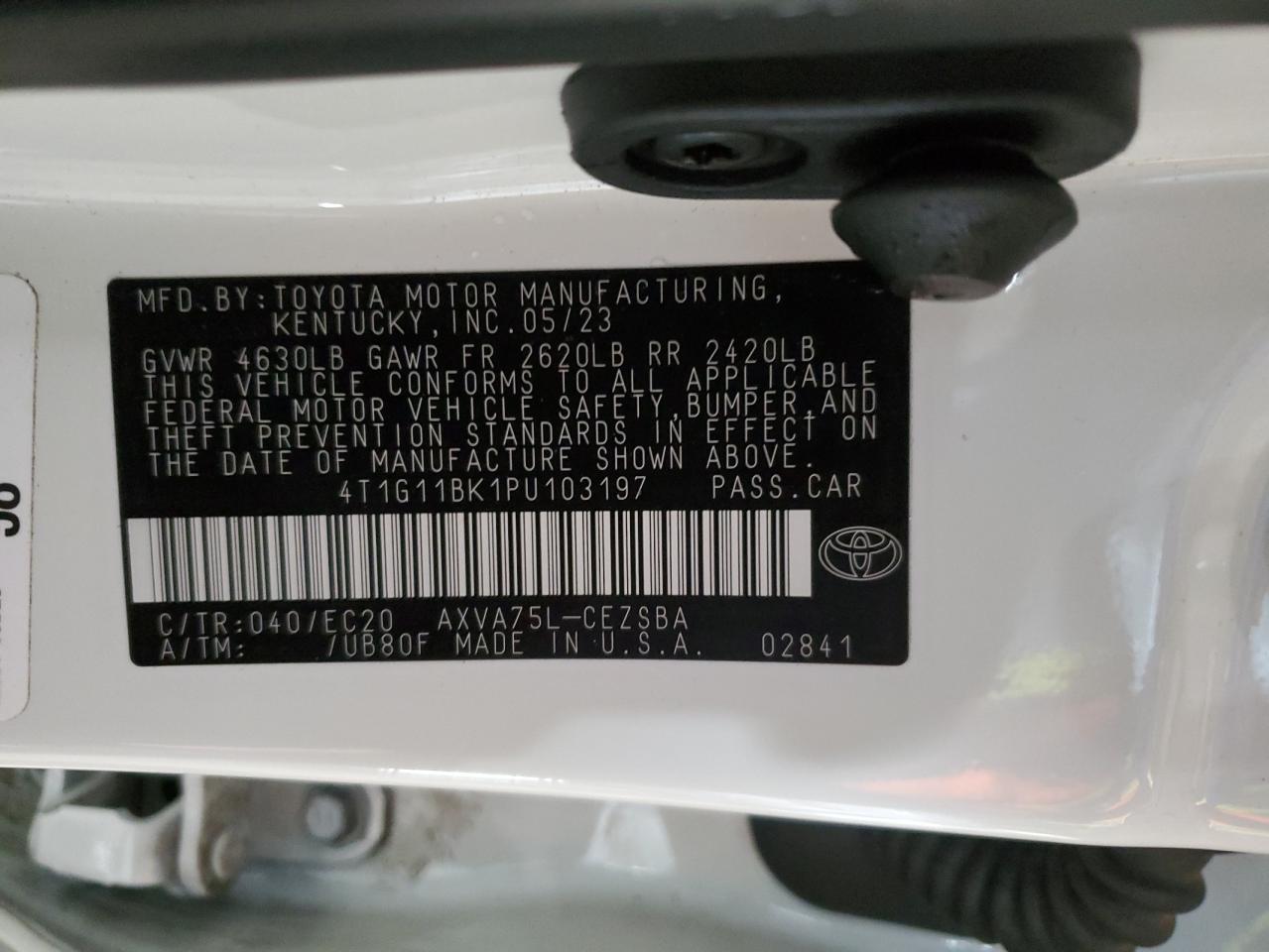 2023 TOYOTA CAMRY SE NIGHT SHADE VIN:4T1G11BK1PU103197