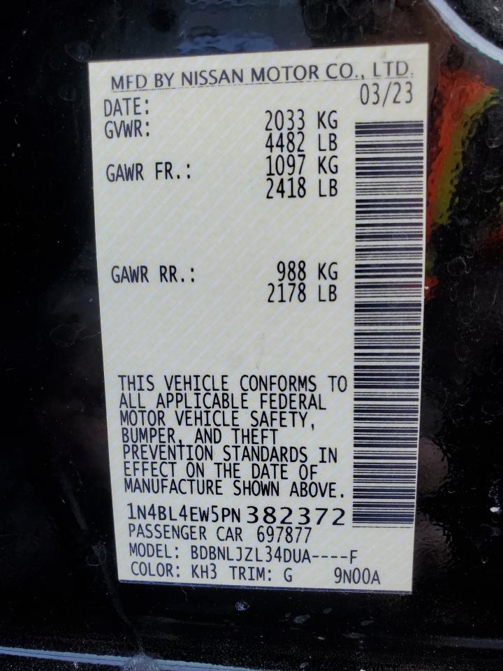 2023 NISSAN ALTIMA SL VIN:1C4RDHAG3LC192037