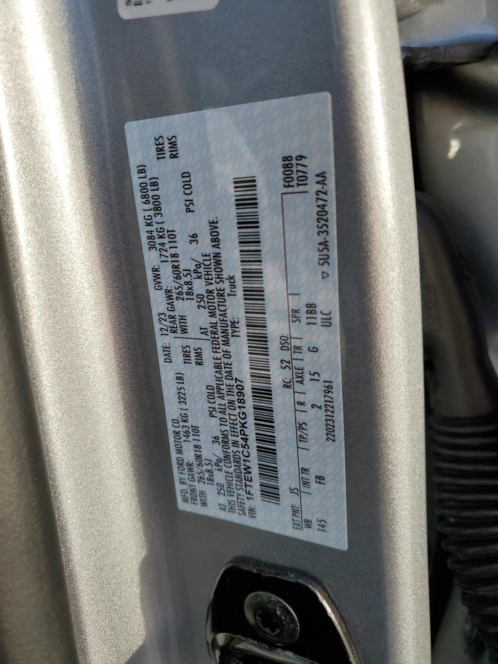 2023 FORD F150 SUPERCREW VIN:1FTEW1C54PKG18907
