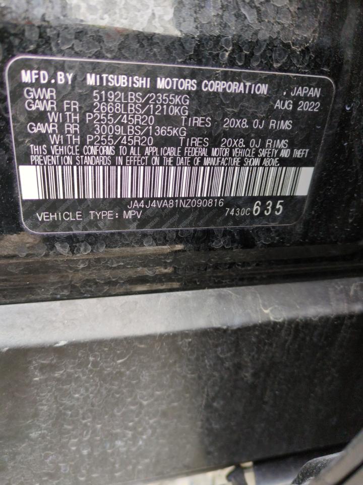 2022 MITSUBISHI OUTLANDER SEL VIN:JA4J4VA81NZ090816