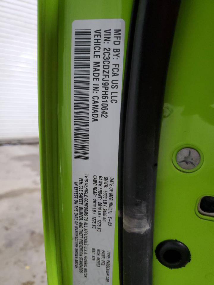 2023 DODGE CHALLENGER R/T SCAT PACK VIN:2C3CDZFJ9PH610642