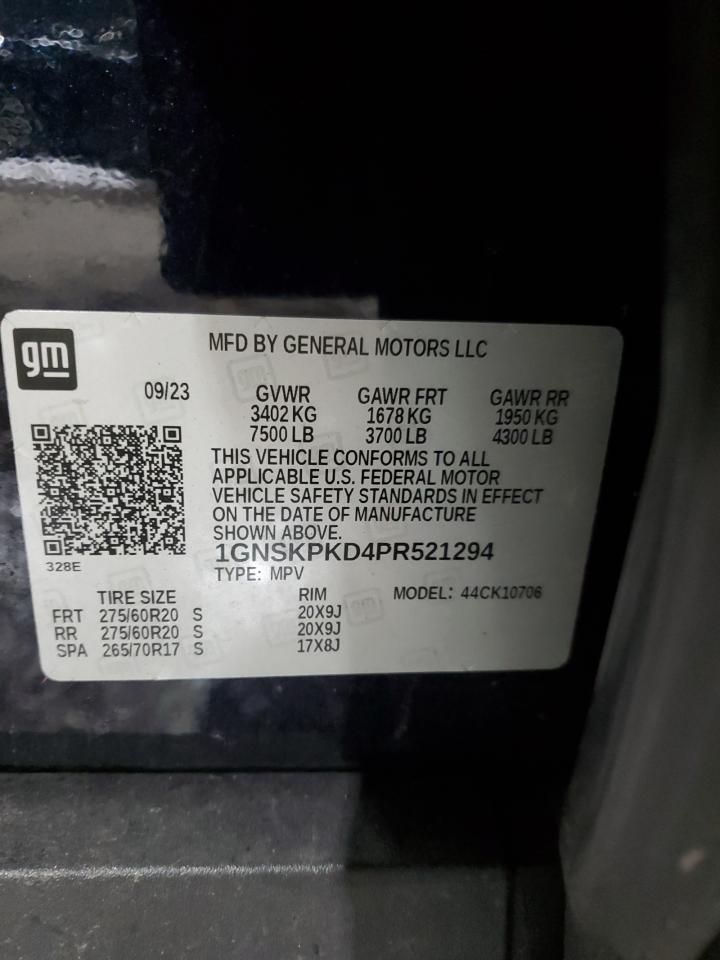 2023 CHEVROLET TAHOE K1500 Z71 VIN:1GNSKPKD4PR521294