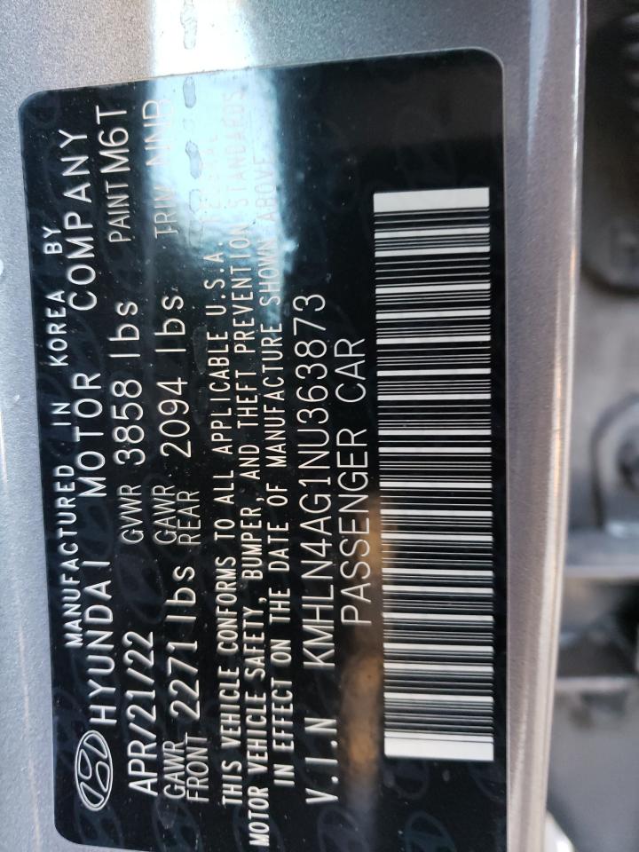 2022 HYUNDAI ELANTRA SEL VIN:KMHLN4AG1NU363873