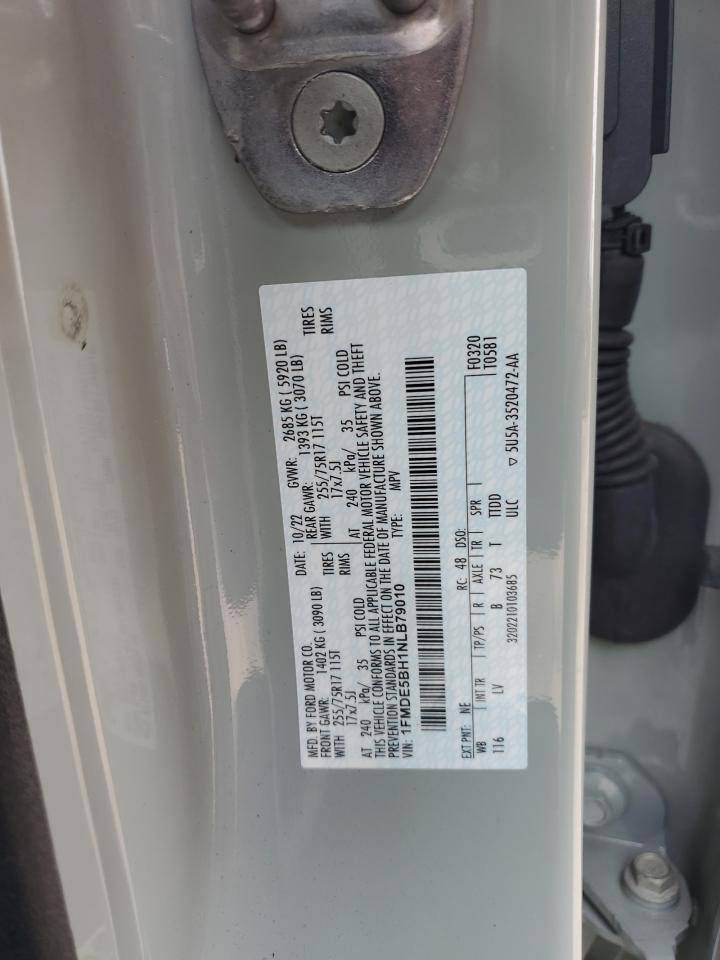 2022 FORD BRONCO BASE VIN:1FMDE5BH1NLB79010