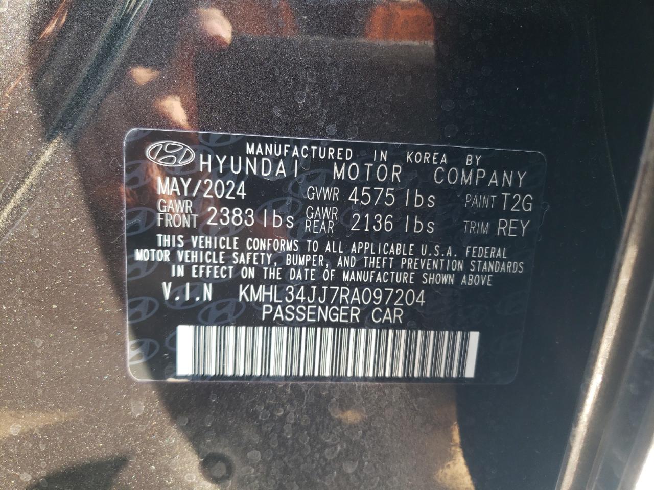 2024 HYUNDAI SONATA HYBRID VIN:KMHL34JJ7RA097204