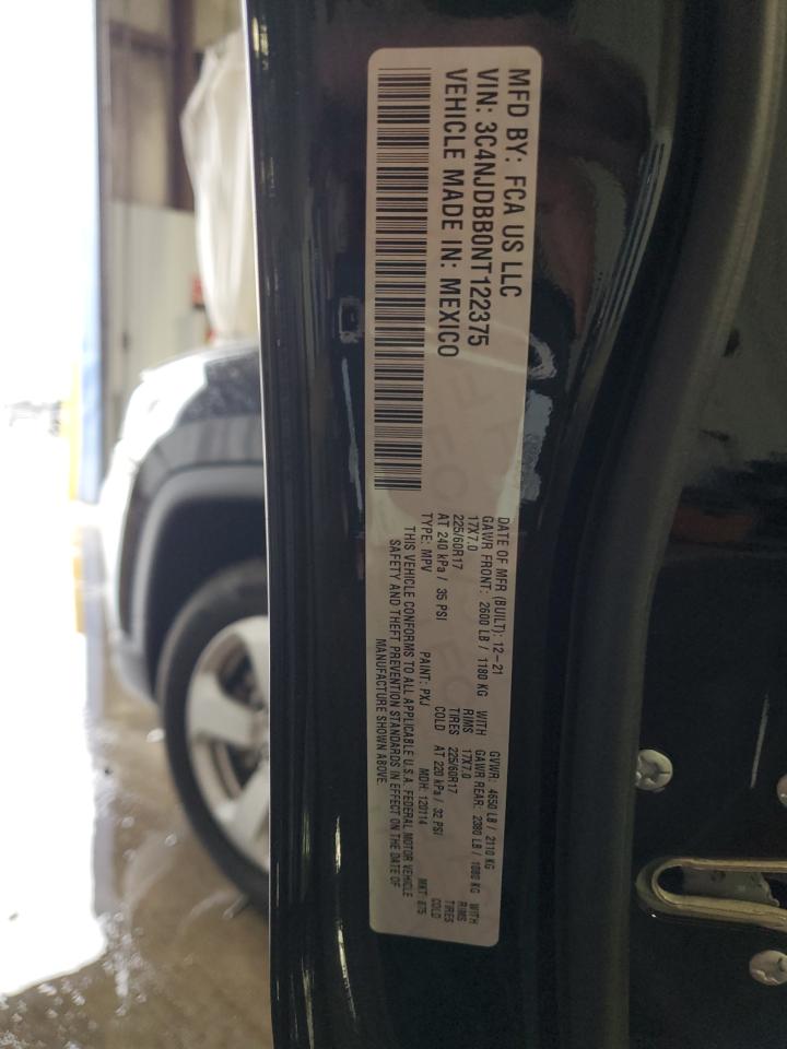 2022 JEEP COMPASS LATITUDE VIN:3C4NJDBB0NT122375
