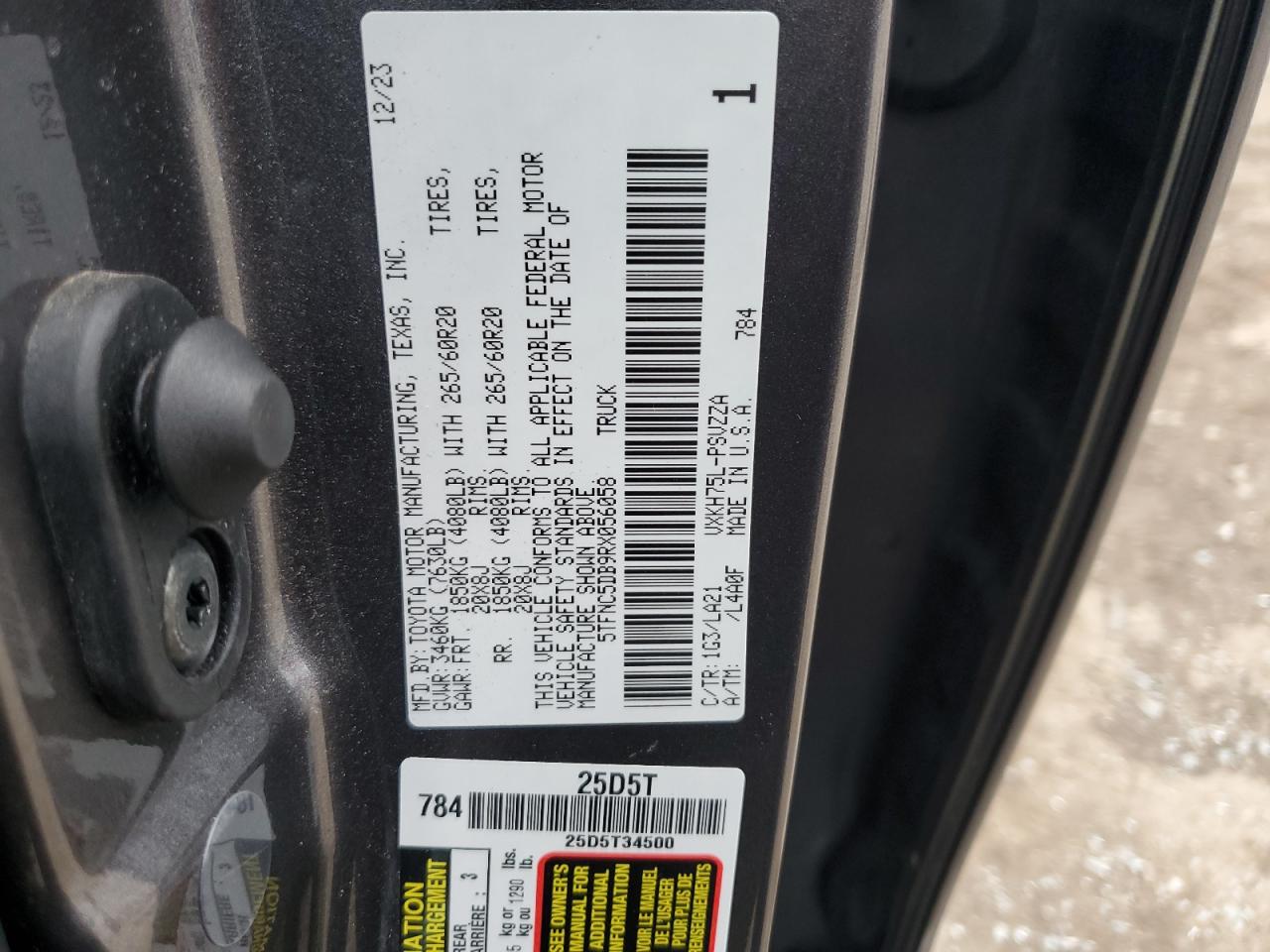 2024 TOYOTA TUNDRA CREWMAX PLATINUM VIN:5TFNC5DB9RX056058