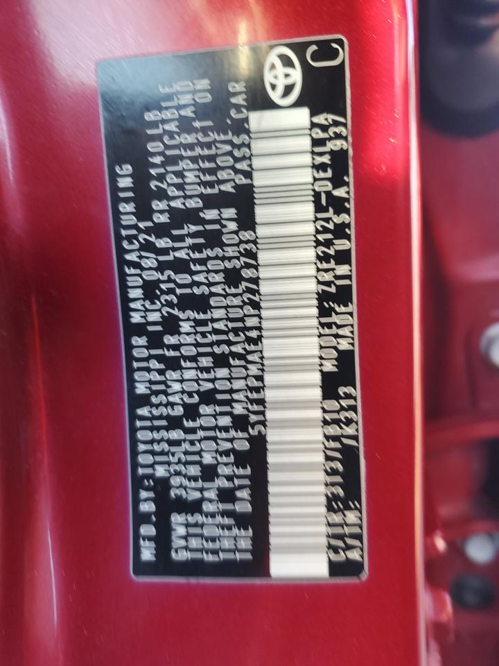 2022 TOYOTA COROLLA LE VIN:5YFEPMAE4NP278738