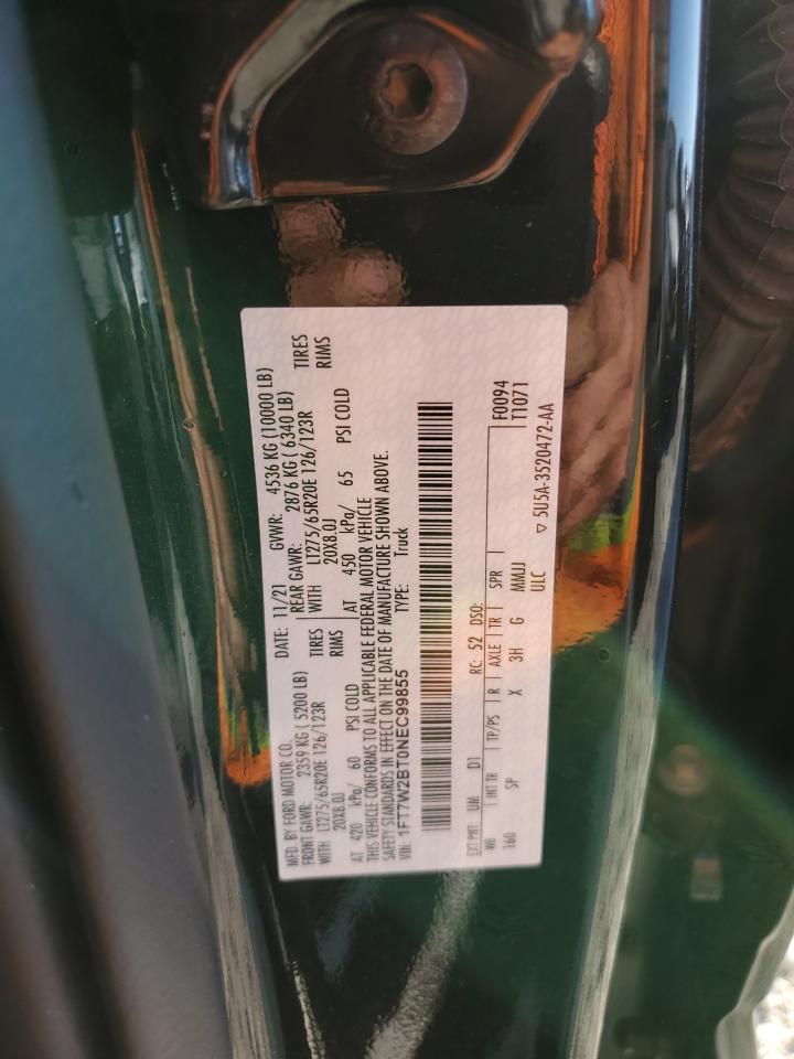 2022 FORD F250 SUPER DUTY VIN:1FT7W2BT0NEC99855
