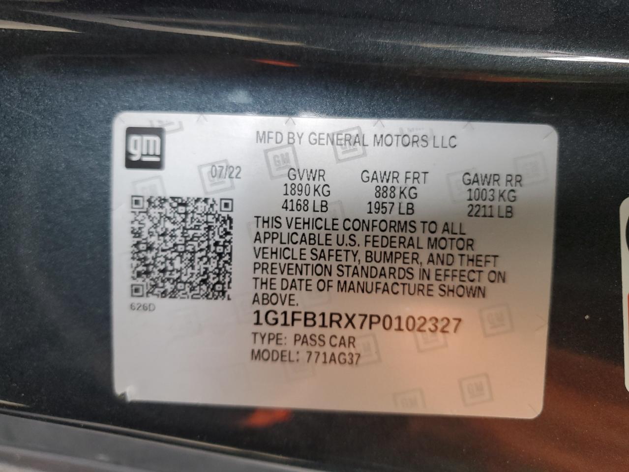 2023 CHEVROLET CAMARO LS VIN:3KPC24A69LE117346