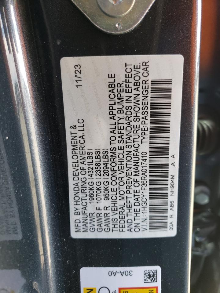 2024 HONDA ACCORD EX VIN:1HGCY1F36RA017410