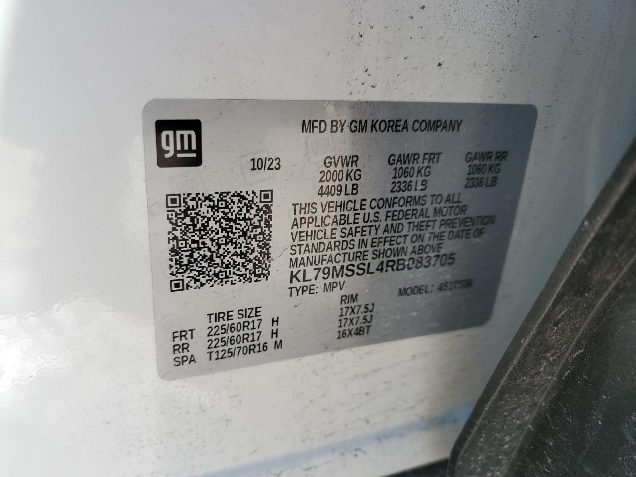 2024 CHEVROLET TRAILBLAZER ACTIV VIN:KL79MSSL4RB083705