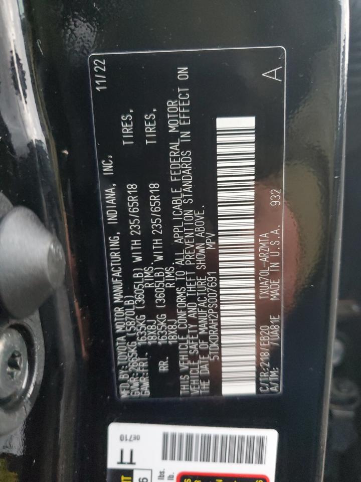 2023 TOYOTA HIGHLANDER L VIN:5TDKDRAH2PS007691