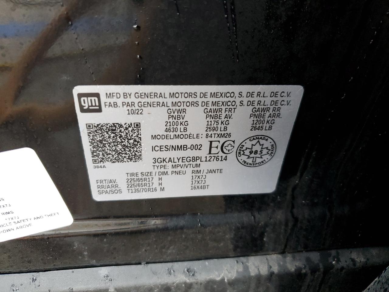 2023 GMC TERRAIN AT4 VIN:3GKALYEG8PL127614