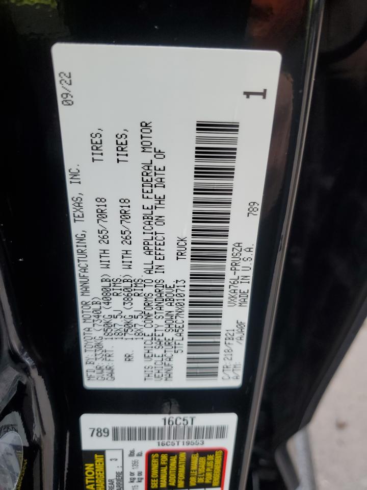 2022 TOYOTA TUNDRA CREWMAX SR5 VIN:5TFLA5EC7NX010713