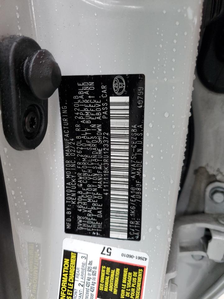 2024 TOYOTA CAMRY SE NIGHT SHADE VIN:4T1T11BK3RU123372