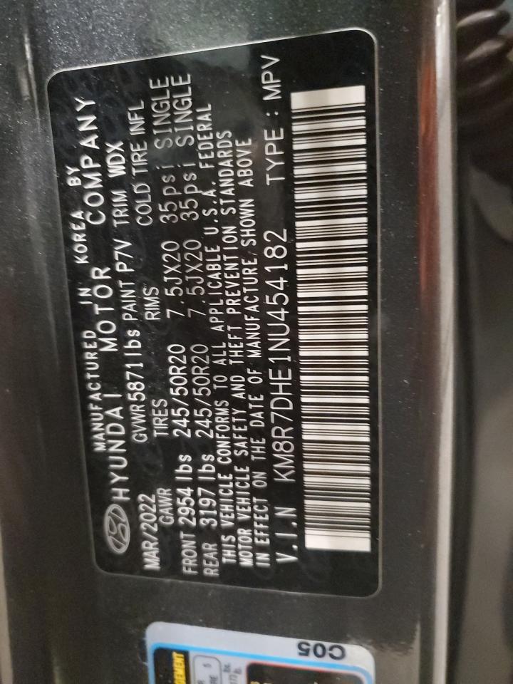 2022 HYUNDAI PALISADE CALLIGRAPHY VIN:KM8R7DHE1NU454182