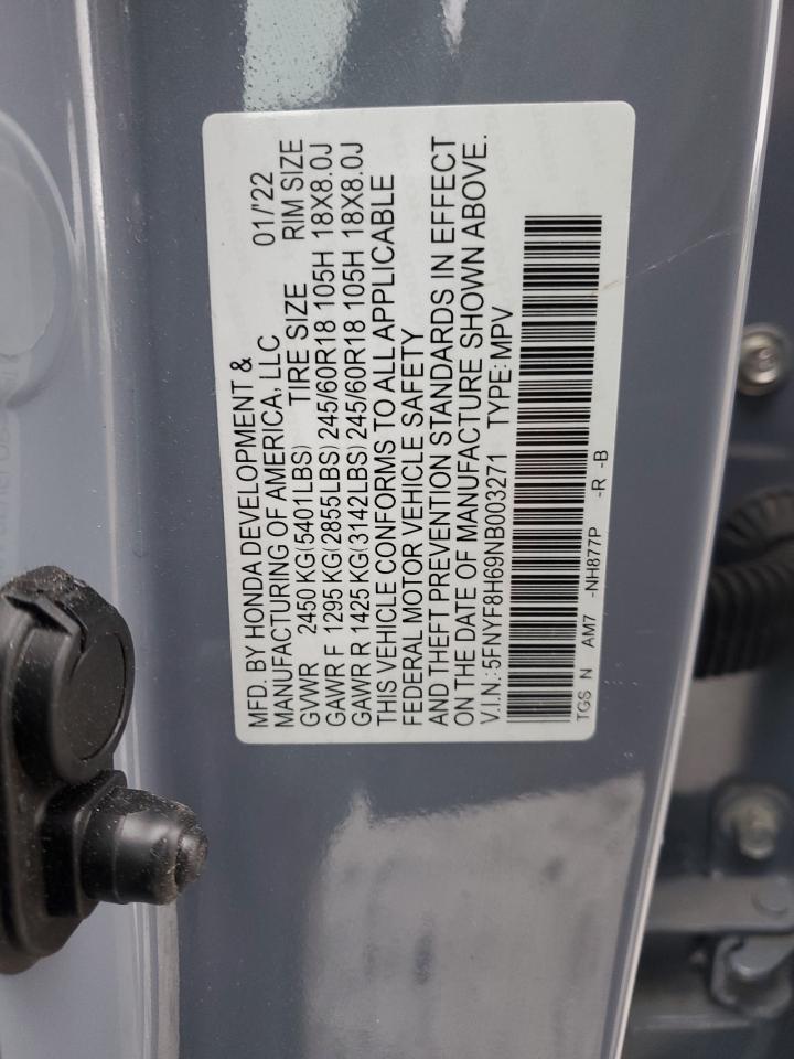 2022 HONDA PASSPORT TRAIL SPORT VIN:5FNYF8H69NB003271