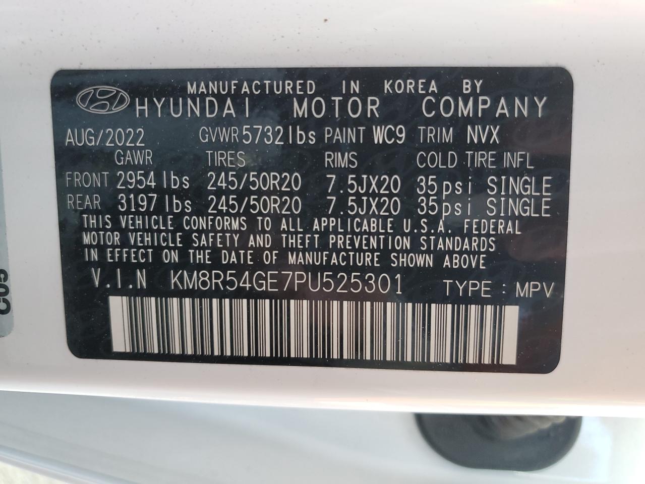 2023 HYUNDAI PALISADE LIMITED VIN:KM8R54GE7PU525301