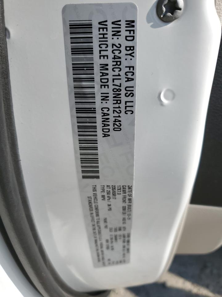 2022 CHRYSLER PACIFICA HYBRID TOURING L VIN:2C4RC1L78NR121420