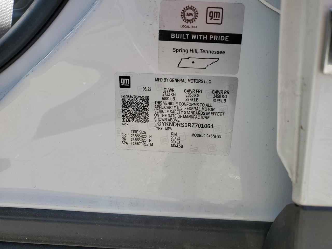 2024 CADILLAC XT5 PREMIUM LUXURY VIN:1GYKNDRS0RZ701064