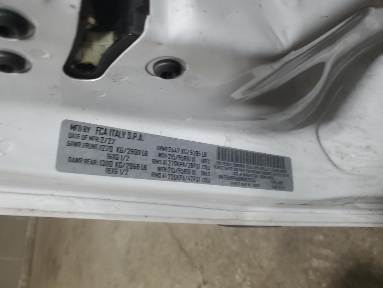 2022 RAM PROMASTER CITY TRADESMAN VIN:ZFBHRFAB0N6W29745