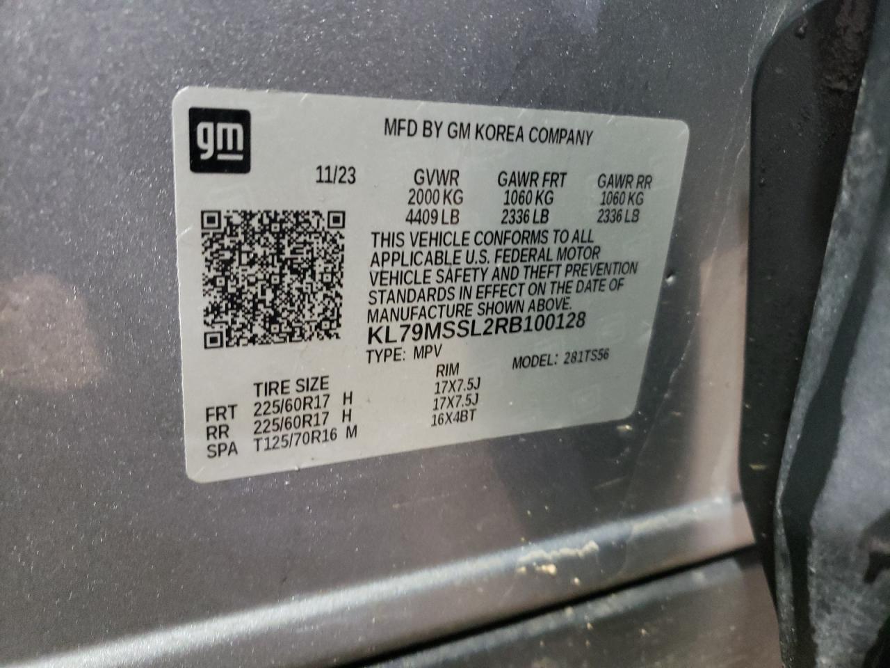 2024 CHEVROLET TRAILBLAZER ACTIV VIN:KL79MSSL2RB100128