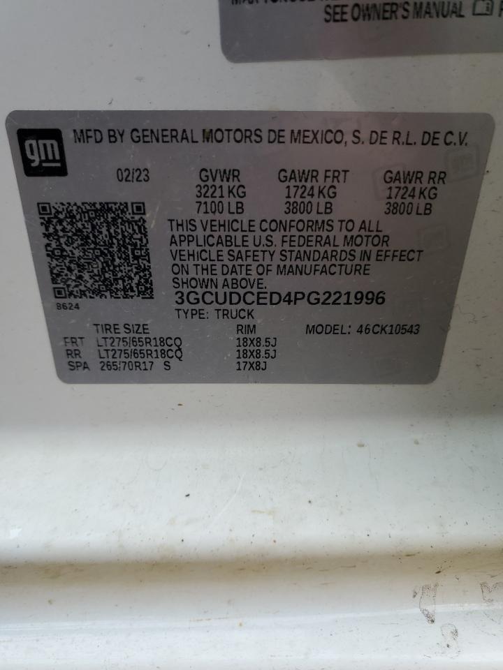 2023 CHEVROLET SILVERADO K1500 TRAIL BOSS CUSTOM VIN:3GCUDCED4PG221996