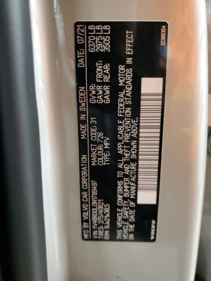 2022 VOLVO XC90 T8 RECHARGE INSCRIPTION VIN:YV4BR00L0N1789497