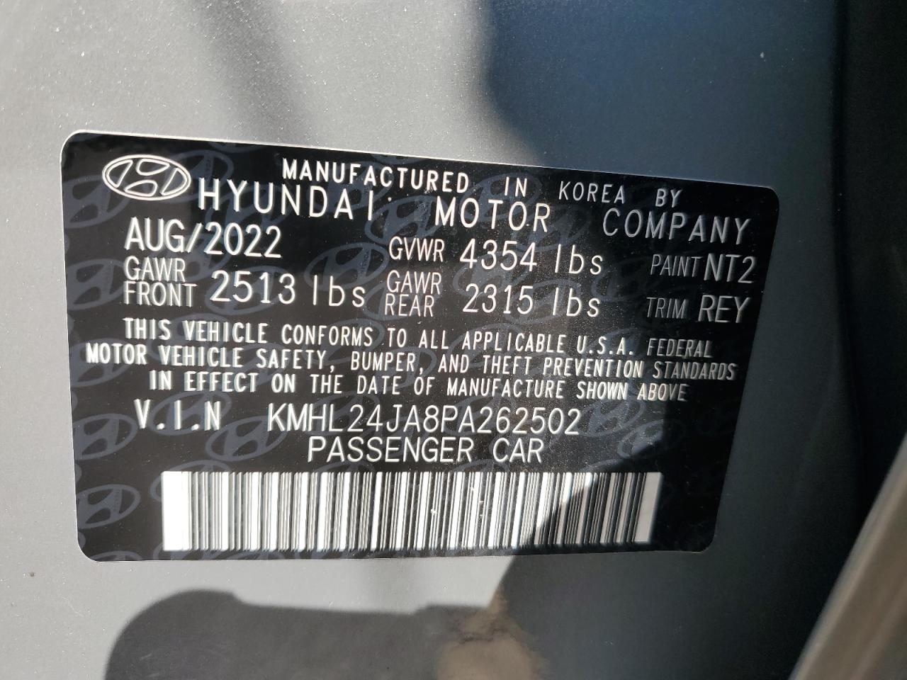 2023 HYUNDAI SONATA SE VIN:KMHL24JA8PA262502