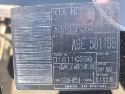2019 Kia Carnival KNAMC81ABKS581196 VIN:KNAMC81ABKS581196