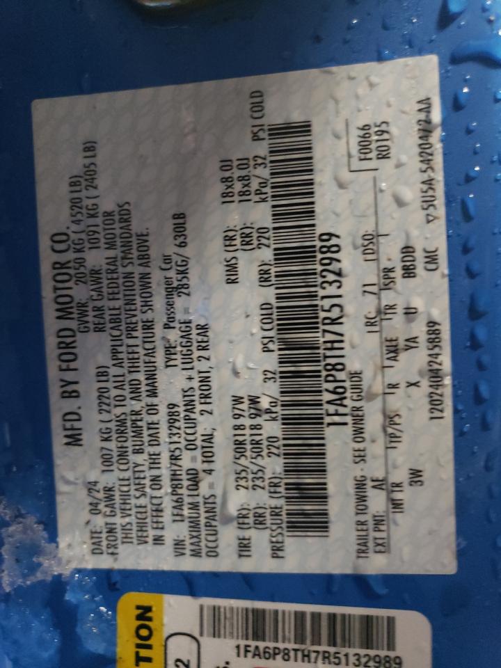 2024 FORD MUSTANG  VIN:1FA6P8TH7R5132989